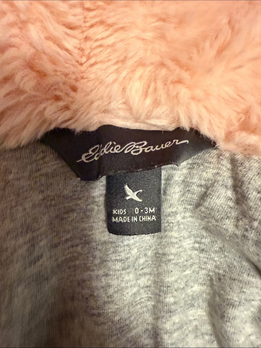 Eddie Bauer Pink Fuzzy Hooded Baby Jacket with Bear Ears
